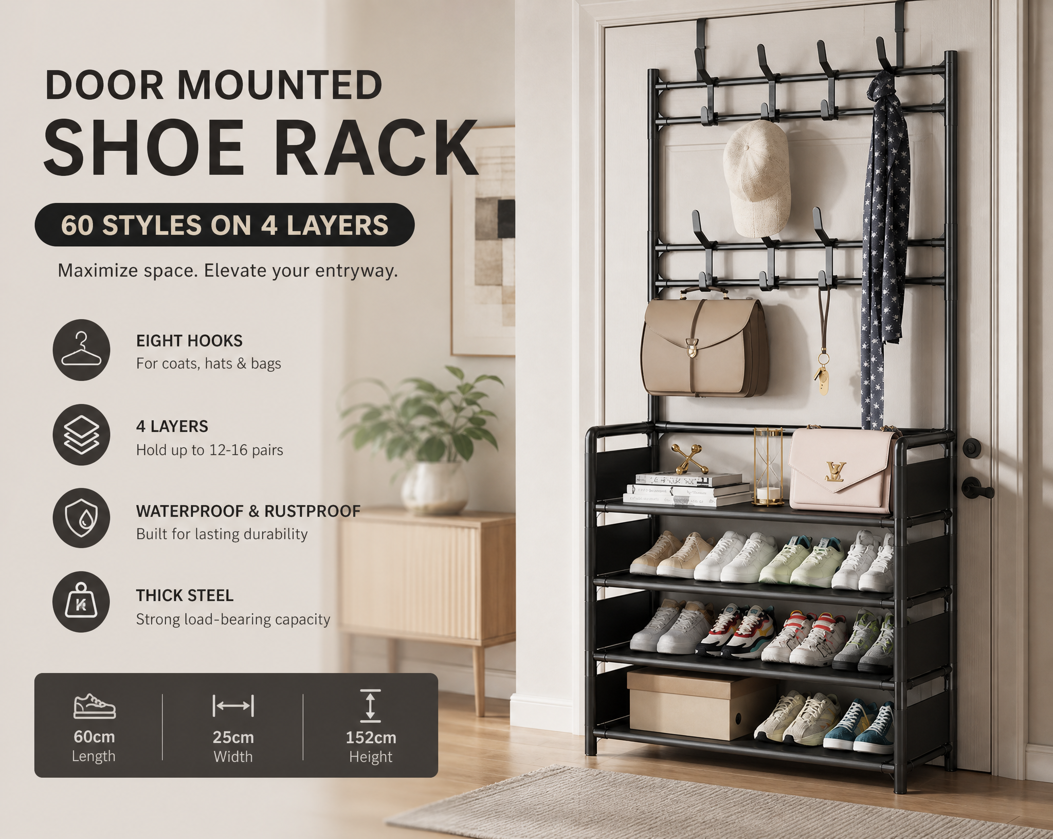 Door-mounted Shoe Rack